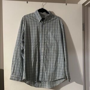 Van Heusen Men's Green and Blue Plaid Shirt